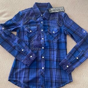 Affliction black premium snap up shirt